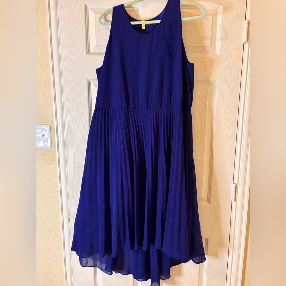 The Limited Royal Blue Sleeveless Pleated High Low Dress